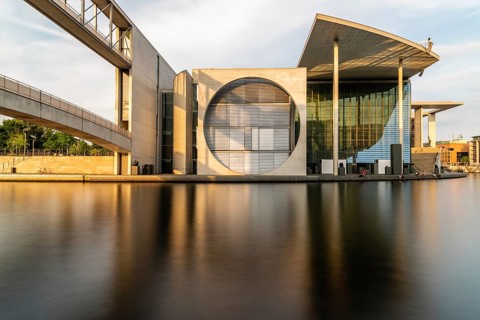 Berlin, Germany, July 28, 2019: Marie-Elisabeth-Lüders-Haus building in Government District of