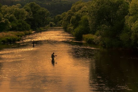 Evening at the Saale in the district of Saalfeld Rudolstadt