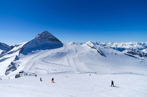 Ski slops on the top of the Hintertux glacier in the Austrian Alps. Height, 3250 meters above sea