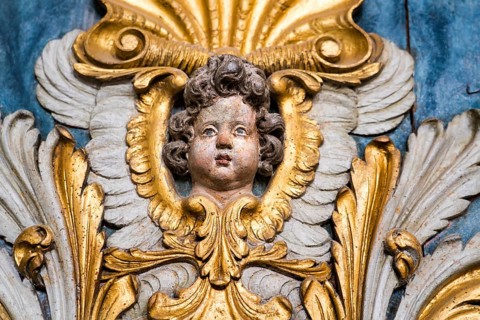 Angel in the abbey church, St. Stephanus and St. Vitus, Abbey Castle Corvey, Hoexter, North Rhine