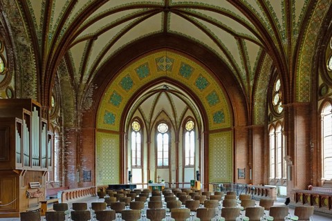 View of the altar in the Heilandskirche Leipzig Plagwitz. Saxony, Germany, Europe