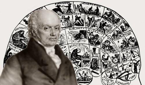 Franz Joseph Gall, 1758-1828, German neuroanatomist and physiologist with a Phrenological Chart,