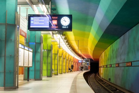 MUNICH, GERMANY, JANURAY 01, 2023, Colorful subway station Candidplatz in Munich, Bavaria, Germany,