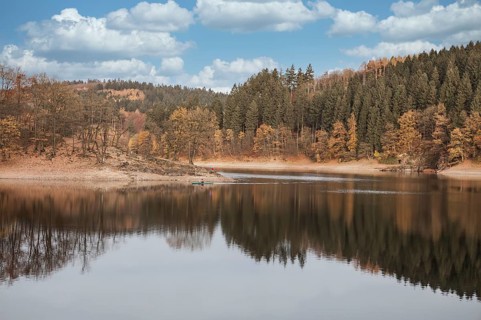 The Agger Reservoir, Aggertalsperre near Bergneustadt, Oberbergischen Land, Germany, Europe
