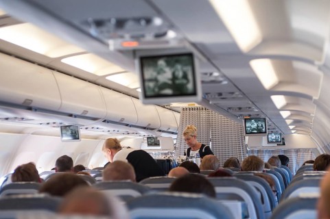 10.06.2016, Helsinki, Finland, Europe, Flight attendants serve passengers on a flight to Helsinki.