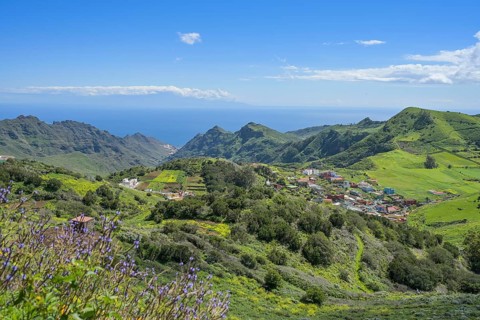 Panoramic view from the Mirador de Jardina in the Parque Rural de Anaga, Tenerife, Spain, Europe