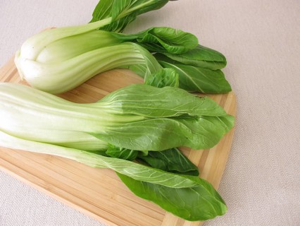 Pak Choi on a chopping board