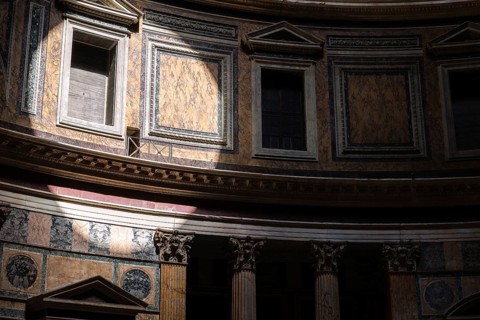 View of the interior of the Pantheon, Rome, Italy, Europe