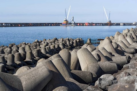 Breakwater in the harbour