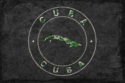 Map of Cuba Reforestation Green Agenda, Climate Message