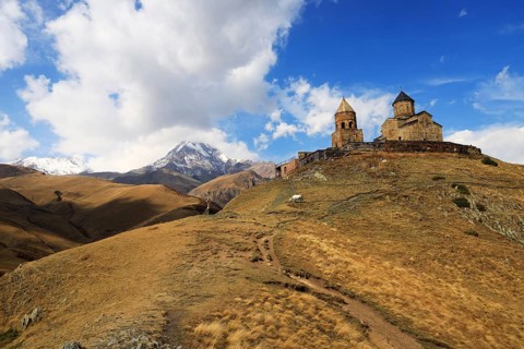 Mtskheta-Mtianeti, cross-domed church Zminda Sameba (Holy Trinity Church, Gergetier Holy Trinity