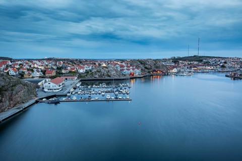 View over the harbour of Kungshamn from Smögen, Sweden, Scandinavia, Europe