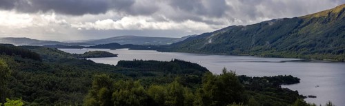 View from the hiking trail at Ben Lomond, Loch Lomond and the Trossachs National Park, Rowardennan,