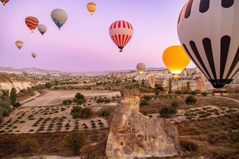 Hot air balloons in Cappadocia, Turkey, Asia