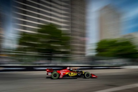 PIETRO FITTIPALDI (30) of Miami, Florida travels through turn 3 to qualify for the Detroit Grand