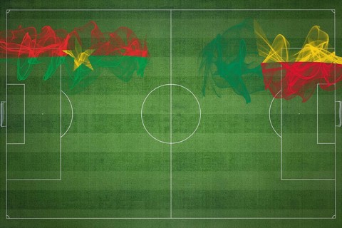 Burkina Faso vs Benin Soccer Match, national colors, national flags, soccer field, football game,