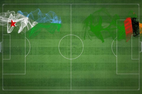 Djibouti vs Zambia Soccer Match, national colors, national flags, soccer field, football game,