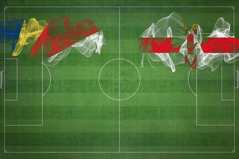 Seychelles vs Northern Ireland Soccer Match, national colors, national flags, soccer field,