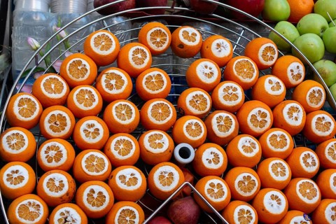 Fresh oranges suitable for juice, strudel