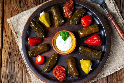 Yaprak Sarmas? rustic vine leaves filled with rice