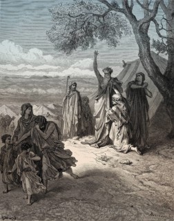 Noah Curses Ham and Canaan, Old Testament, woodcut by Gustave Doré