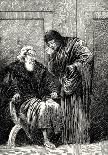 The personification of Care with Faust, Act V, Faust II, Johann Wolfgang von Goethe