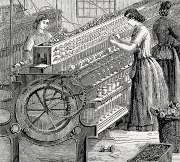 Cotton spinning at Walter Evans and Company, Derby, England, 19th century