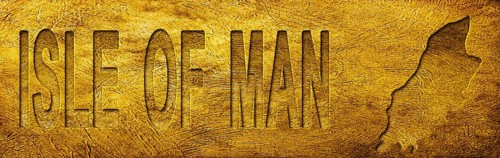 Isle of Man Map and Text on Grunge Gold Texture