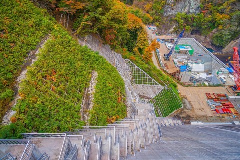 Construction site of Yanba Dam. Shooting Location: Gunma Prefecture