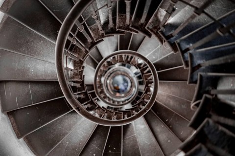 Classic spiral staircase. Shooting Location: UK, London