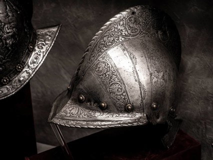 Italian high crested burgundy, 16th century, Álava Armory Museum, Vitoria, Basque Country, Spain,