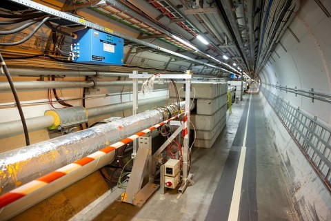 CERN, France - 25 June, 2019: A part of The Large Hadron Collider (LHC) is seen underground inthe