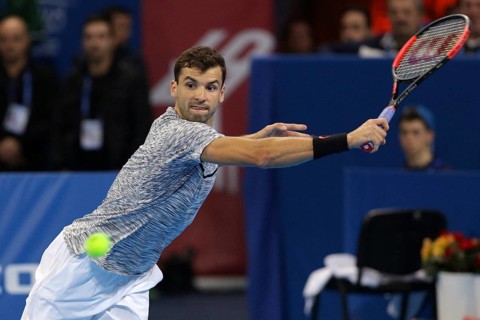 Sofia, Bulgaria - February 9, 2017: Grigor Dimitrov (pictured) from Bulgaria plays against Jerzy