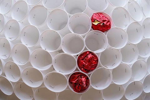 Plastic cups as litter bins