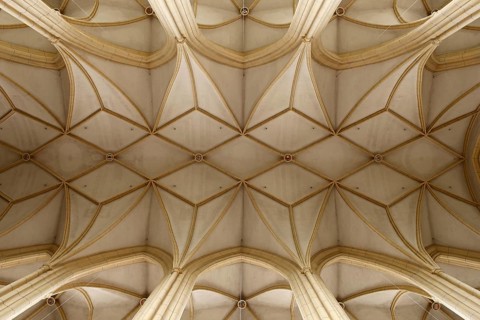 Started in 1410 by Hans von Burghausen, vault in the nave (19th century), St., Sankt, Saint