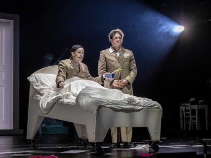 Trial based on Franz Kafka at the Maxim Gorki Theatre in Berlin in a production by Oliver Frljic .