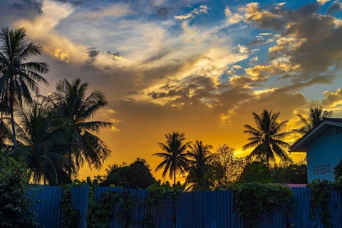 Sunset at panorama of the landscape Mekong river and Luang Prabang city in Laos world tour in