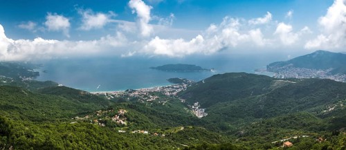 View over the Becici and Budva in Montenegro