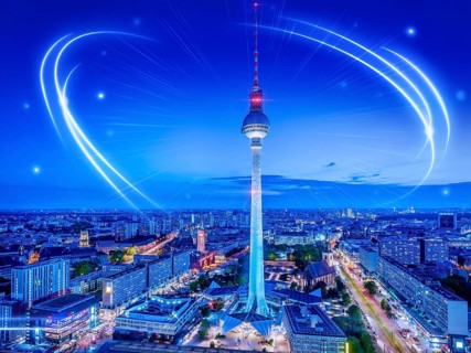 panoramic view at the berlin city center at night