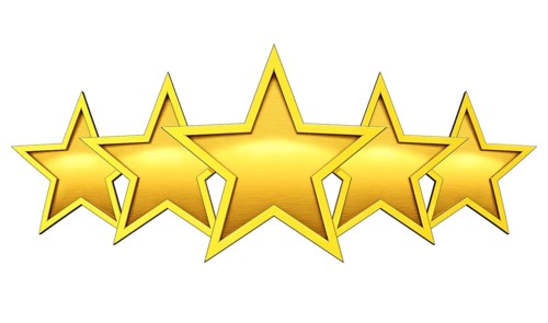 3D rendering of five golden stars