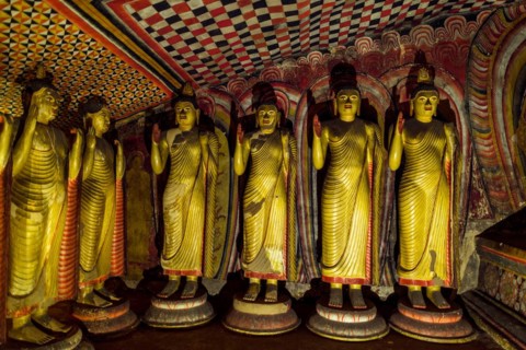 The golden temple of Dambulla is world heritage site and has a total of a total of 153 Buddha