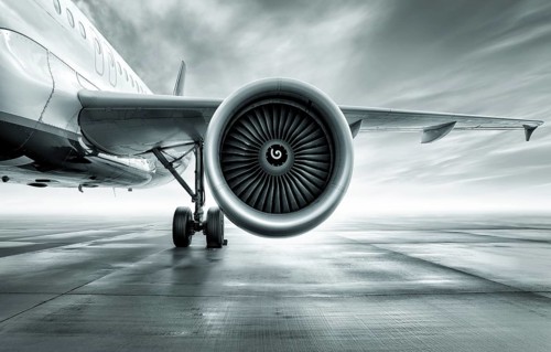 turbine of an airliner against the sky
