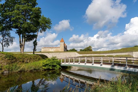 Kuressaare, Estonia - 14 August, 2021: view of the Kuressaare Episcopal Castle on Sareema Island in