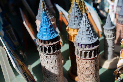 Model of the Galata Tower from ancient times in Istanbul
