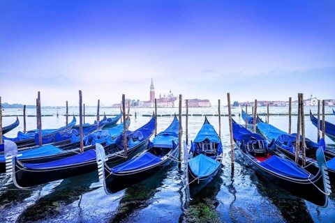 beautiful morning in venice at the san marco square