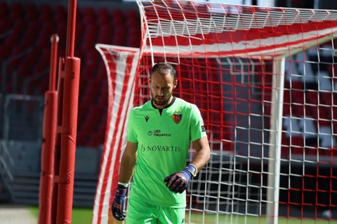 Goalkeeper Mirko Salvi (FC Basel) at the football test match: SC Freiburg - FC Basel REGULATIONS
