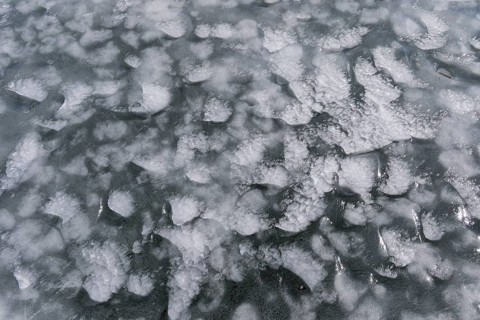 Nature, ice structures on a frozen Saint Lawrence River, Province of Quebec, Canada, North America
