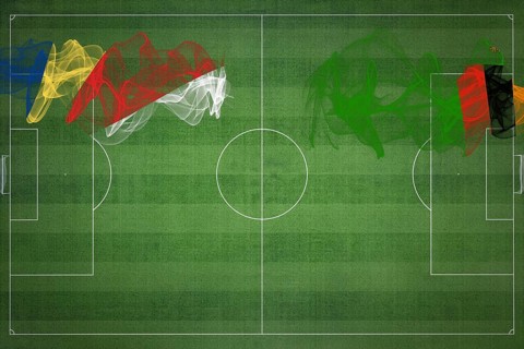 Seychelles vs Zambia Soccer Match, national colors, national flags, soccer field, football game,