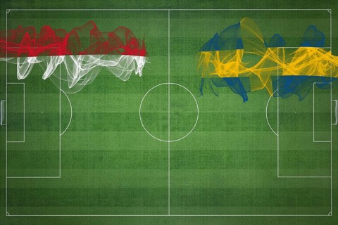 Monaco vs Sweden Soccer Match, national colors, national flags, soccer field, football game,