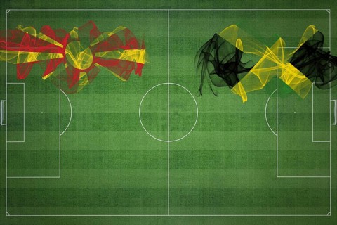 North Macedonia vs Jamaica Soccer Match, national colors, national flags, soccer field, football